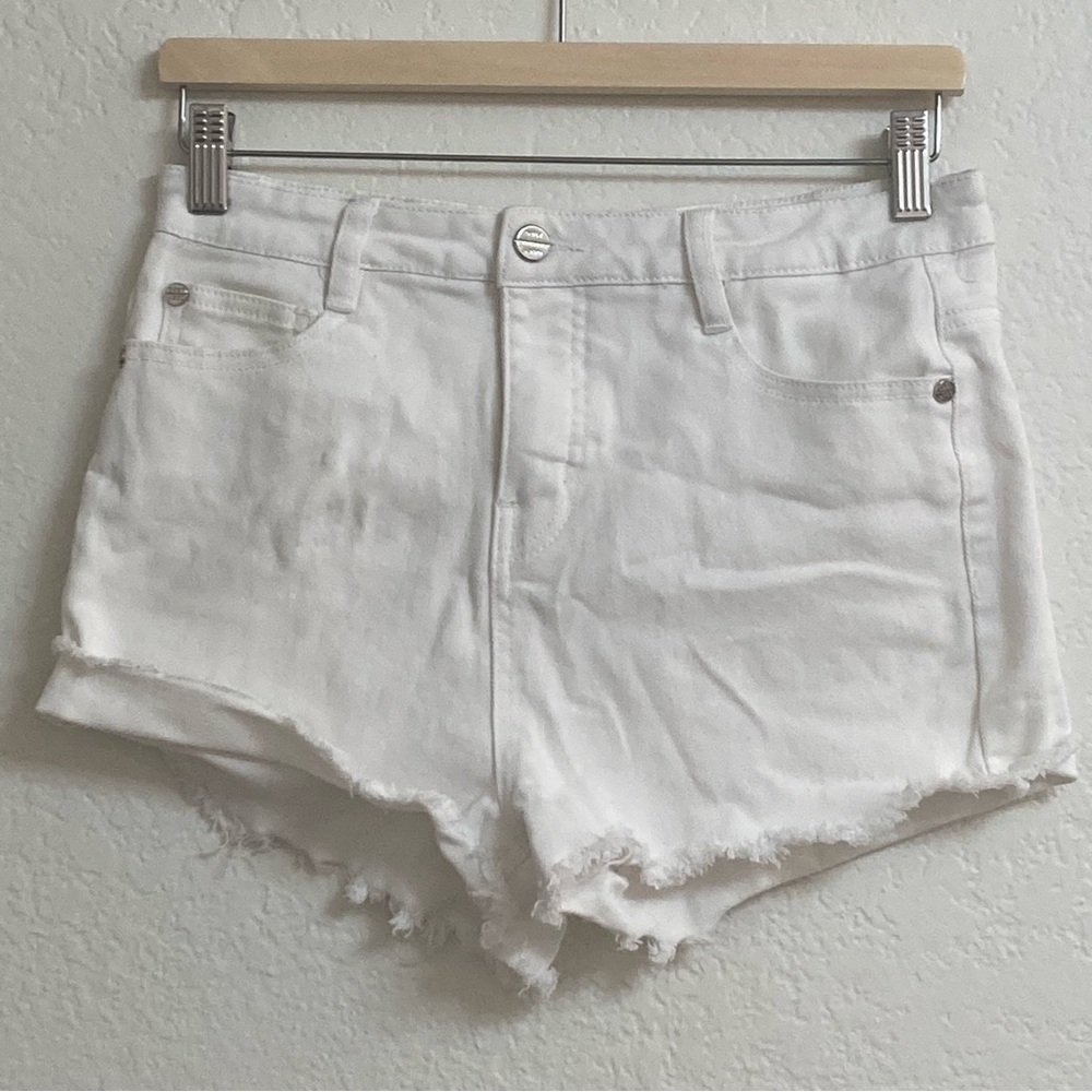 Obey White High-Waisted Denim Jean Shorts, Size 28